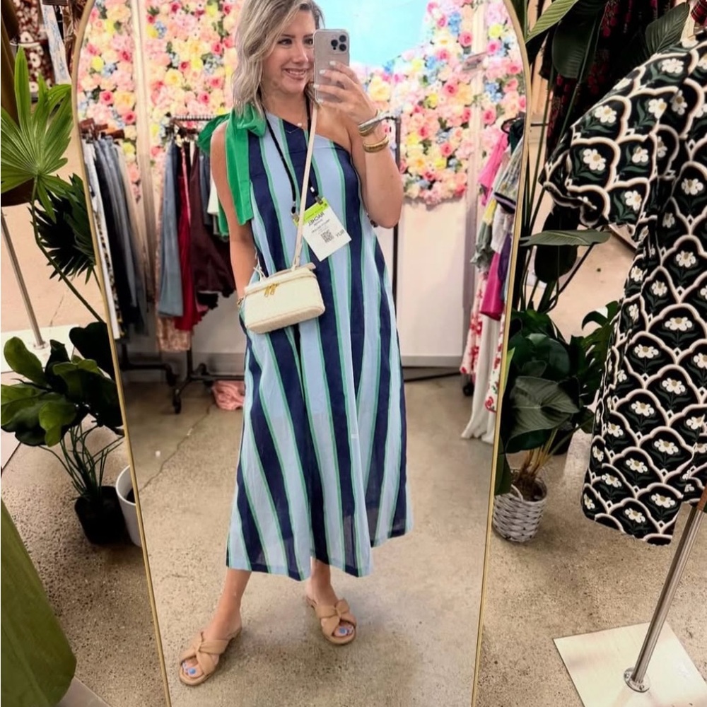 Striped One Shoulder Maxi Dress
